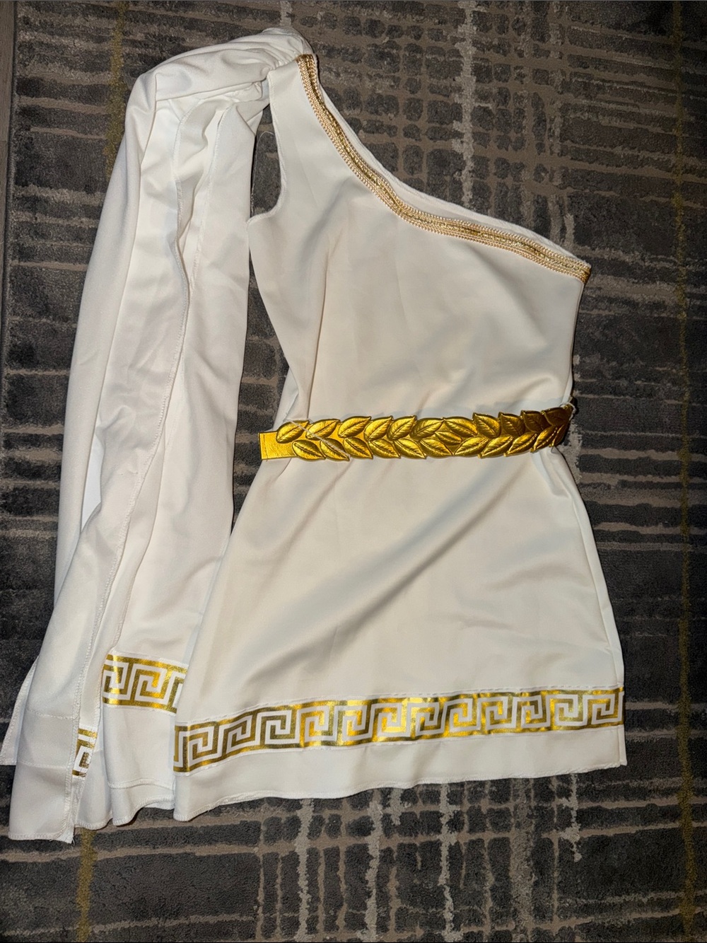 Women’s Costume Greek One-Shoulder Mini Dress with Gold Accents - Picture 1 of 2